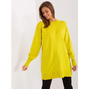 Women's lime oversize sweater with long sleeves