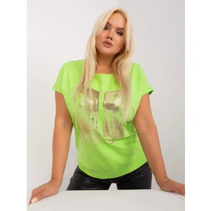 Light green women's blouse plus size with print