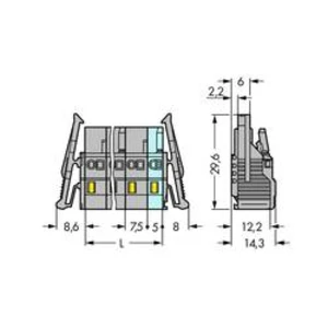 Zásuvkový konektor na kabel WAGO 231-202/037-000, 29.60 mm, pólů 2, rozteč 7.50 mm, 50 ks