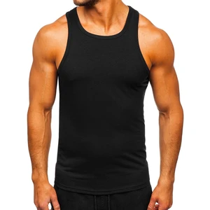 Tricou tank top fără imprimeu negru Bolf  99003