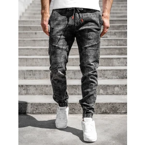 Blugi joggers cargo negri Bolf T369