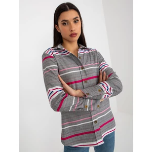 White and pink lady's striped and checked shirt