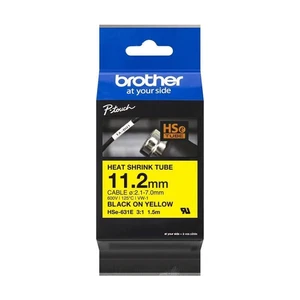 Brother HSe-631E, 11.2 mm x 1.5 m, černý tisk / žlutý podklad , originální páska