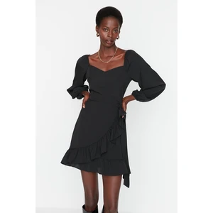 Trendyol Black Flounce Super Mini Woven Woven Dress