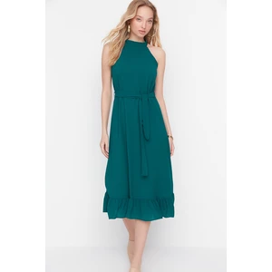 Trendyol Emerald Green Belted Woven Dress
