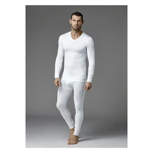 Dagi Men's Ecru V-Neck Long Sleeved Thermal Tops and Underwear