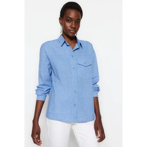 Trendyol Blue Woven Shirt with Pocket