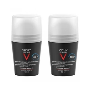 Vichy Deodorant pro citlivou pokožku Homme 48H Deo roll-on (Anti-Transpirant Extra Sensitive)  2 x 50 ml