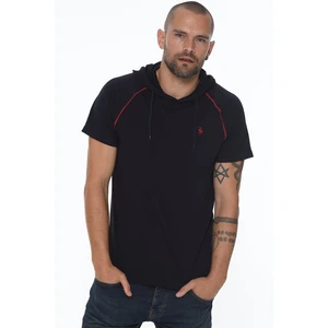 T8570 DEWBERRY HOODED MEN's T-SHIRT-LACİVERT