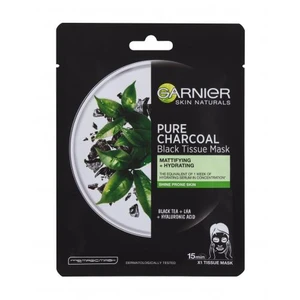 Garnier Černá textilní maska s extraktem z černého čaje Pure Charcoal Skin Naturals (Black Tissue Mask) 28 g