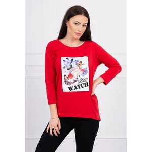 Blouse with graphics 3D Watch red