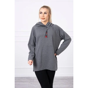 Tunic with a zipper on the hood Oversize graphite