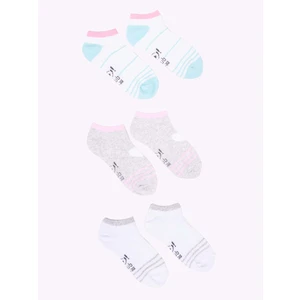 Yoclub Kids's Girls' Ankle Cotton Socks Patterns Colours 3-pack SKS-0028G-AA30-002