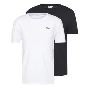 Bavlnené tričko Fila (2-pak) čierna farba, jednofarebné