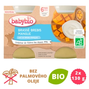 BABYBIO Brassé z ovčího mléka mango 2x130 g