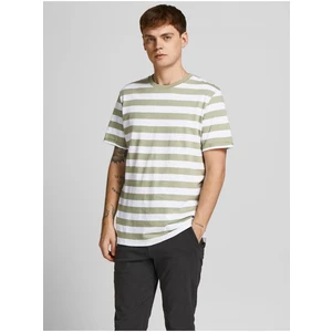 White-Green Striped T-Shirt Jack & Jones Tropic - Men