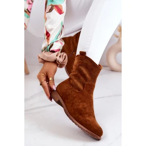 Suede Women's Openwork Boots Camel Lemar