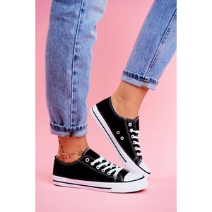 Women's Classic Sneakers Black with White Sole Omerta