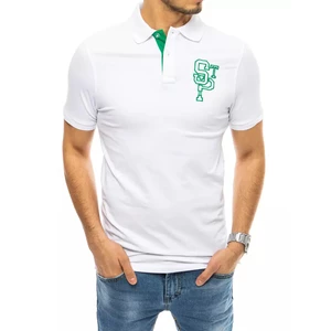 Men's white polo shirt with embroidery Dstreet PX0439