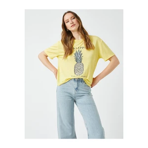 Koton Printed T-Shirt Short Sleeved Crew Neck