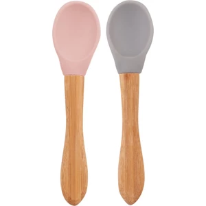 Minikoioi Spoon with Bamboo Handle lyžička Pinky Pink/Powder Grey 2 ks