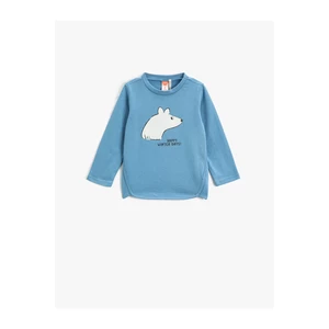 Koton Polar Bear Printed T-Shirt Long Sleeved Crew Neck