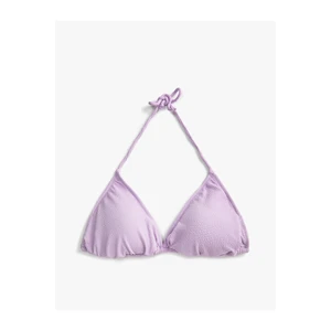 Koton Triangle Bikini Top Textured Covered Halterneck