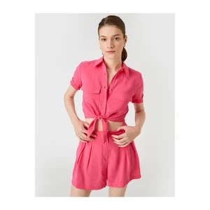 Koton Crop Shirt With Pocket Short Sleeve Modal Blend