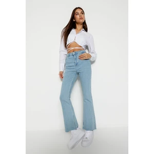 Trendyol Light Blue High Waist Crop Flare Jeans