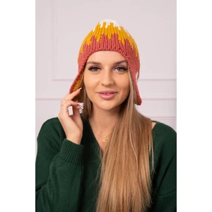 Ladies beanie Nikol K405 white+mustard+red