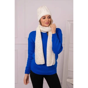 Ladies set with scarf Dominika K361 ecru