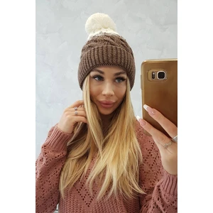 Beanie with fleece Ilona K218 cappuccino+ecru