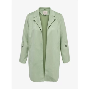 Světle zelený dámský lehký kabát v semišové úpravě ONLY CARMAKOMA - Dámské