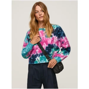 Pink-Blue Women Patterned Sweatshirt Pepe Jeans Mery - Women