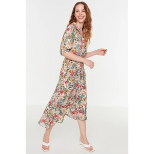 Női ruha Trendyol MultiColored BeltEd Shirt Dress