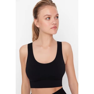 Trendyol Black Seamless Support Sports Bra with Jacquard Detail on the Sides