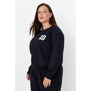 Trendyol Curve Plus Size Sweatshirt - Navy blue - Regular fit