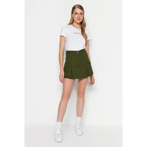 Trendyol Khaki Weave Short Skirt with Cargo Pocket