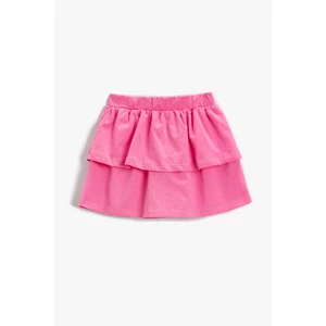 Koton Girl's Pink Frilled Mini Skirt Cotton