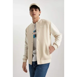 DEFACTO Regular Fit College Collar Bomber Inside Soft Fluffy Cardigan