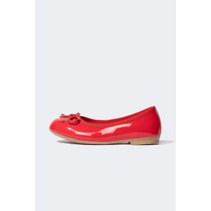 DEFACTO Girl's Flat Sole Red Faux Leather Patent Leather Flats