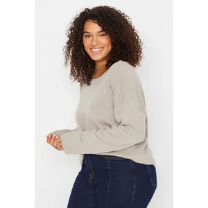 Trendyol Curve Beige Back Cross Band Detail Knitwear Sweater