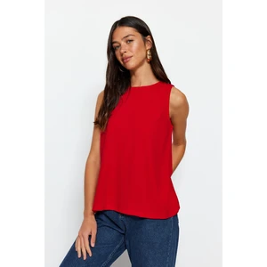 Trendyol Red Sleeveless Regular Crew Neck Knitted Blouse Crepe