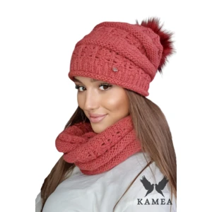Dámský set Kamea Kamea_Set_Hat&Chimney_K.22.206.22_Coral