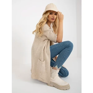 Light beige loose cardigan with 3/4 sleeves RUE PARIS