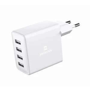 SWISSTEN SÍŤOVÝ ADAPTÉR 4x USB 4A 20W BÍLÝ