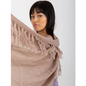 Lady's dark beige long scarf with fringe