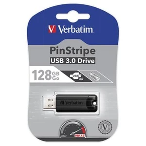 Verbatim USB flash disk, USB 3.0, 128GB, PinStripe, Store N Go, černý, 49319, USB A, s výsuvným konektorem