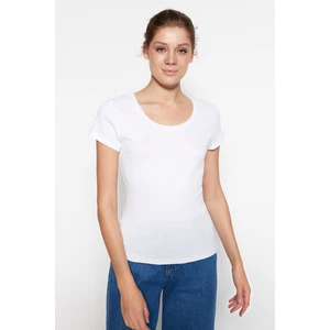 Trendyol White 100% Cotton Fitted Basic Crew Neck Knitted T-Shirt