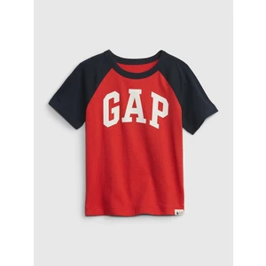 Detské bavlnené tričko GAP červená farba, s potlačou